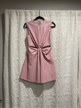 Sleeveless Pink Knot-Front Mini Dress